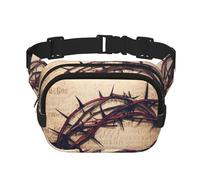 Crown of Thorns - Marsupio quadrato a doppio strato, borsa a tracolla, per corsa, viaggi, escursionismo, Nero , Taglia unica