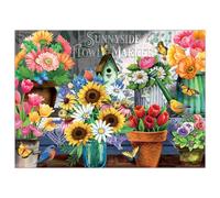 Crown Point Graphics Sunnyside Flower Market - Puzzle da 1000 pezzi, design morbido al tatto, puzzle con fiori colorati, prodotto negli Stati Uniti