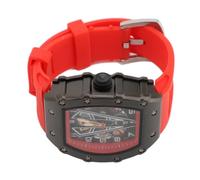 Crown Skeleton Crown, Acqua -Resistente Gli Uomini Guardano all'ora Esatta e Mantengono una Cinghia di Silicone Morbida per Gli Affari (Shell nero rosso)