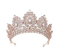 Crown, Tiara, regina del ballo Crown Quinceanera Pageant Crowns Princess Crown Rinestone Crystal Crown Crown Tiaras for Women (Golden Champagne Crown)