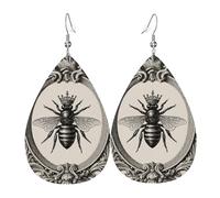 Crowned Bee In Ornate Flower Frame Design Orecchini In Pelle Leggera Orecchini Moda Orecchino In Pelle Per Donna Carnevale