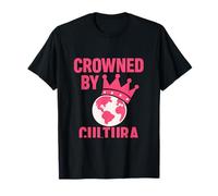 CROWNED BY CULTURA GLOBE CORONA GRAFICA ROSA CALDO BIANCO Maglietta