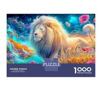 Crowned Lion in A Flowery Waterfall Scene Puzzle Da 1000 Pezzi The Lion Ideale Per I Regali Di Compleanno E Di Natale 70x50cm/1000pcs
