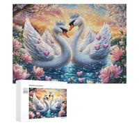 Crowned Swans Touching Beaks Puzzle 300 Pezzi Per Anziani Svago A Casa Allenamento Del Pensiero Regalo Per Comfort 300 PCS