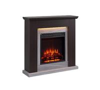 CrownFlame Camino Elettrico da terra,Caminetto Elettrico con Riscaldamento 1000/2000 W, Effetto Fiamma realistico in 3D, Illuminazione LED, Controllo remoto, Timer, Termostato - marrone scuro