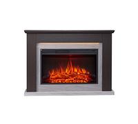CrownFlame Typhon Camino Elettrico da terra,Caminetto Elettrico con Riscaldamento 1000/2000 W, Effetto Fiamma realistico in 3D, Illuminazione LED, Controllo remoto, Timer, Termostato - marrone scuro