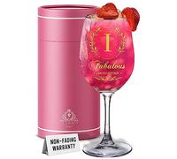 CROWNLY CRYSTAL Bicchiere da vino personalizzato per donne, regalo per la pensione e il compleanno, regalo per insegnanti set regalo per donne (I)