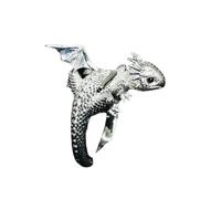 CrownOfRibbons Anello regolabile in argento a forma di drago per donne, carino