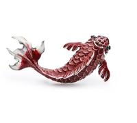 Crownofribbons Spilla da donna giapponese a forma di pesce koi, grande gioiello rosso e argento, in confezione regalo, smalto