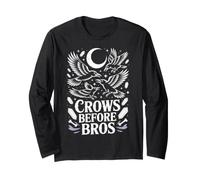 Crows Before Bros Corvi gotici Luna e Cristalli Maglia a Manica