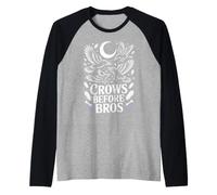 Crows Before Bros Corvi gotici Luna e Cristalli Maglia con Maniche Raglan