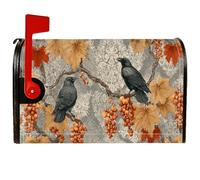 Crows Coperture magnetiche per cassette postali, autunnali rustiche foglie d'uva autunnali, protezione per la posta per decorazioni esterne, 53 x 64 cm