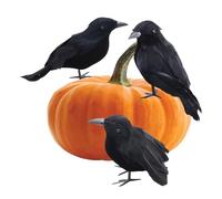 Crows Neri Di Halloween - 3x Uccelli Finti, Oggetti Di Scena Infestati, Ornamento Corvo Desktop Spettrale, Uccelli Decorativi Realistici Per Esterno Al Coperto Per Feste Di Halloween, Decorazioni