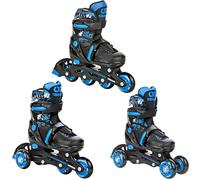 CROXER 3in1 Inline Skates Pattini in linea Triskates Pattini a rotelle per bambini, ragazze e ragazii regolabili (Nollan, 26-29 (16,5cm-18cm))