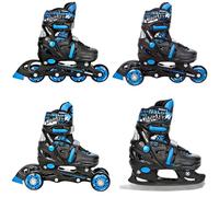 CROXER 4in1 Inline Skates Pattini in linea Triskates Pattini a rotelle/da ghiaccio per bambini, ragazze e ragazii regolabili (Nollan, 34-37 (21cm-23cm))