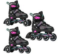CROXER Optima 3in1 Inline Skates Pattini in linea Triskates Pattini a rotelle per bambini e adulti regolabili (Mint/Pink, 31-34 (18,5cm-20,5cm))