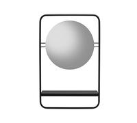 Croydex Furzton - Specchio da bagno rotondo con mensola, vetro a specchio da 4 mm, design con cornice in acciaio nero opaco, montaggio a parete, stile contemporaneo