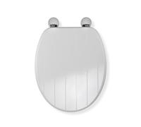 Croydex - Hayward always Fits Never Slips sedile WC, legno, bianco, 45.5 x 37.5 x 6 cm