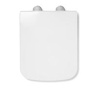 Croydex Leven - Tavoletta per WC quadrata, con chiusura ammortizzata, design moderno, in nylon resistente e ABS cromato, cerniere regolabili per WC standard, chiusura rallentata, sgancio rapido,