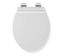 Croydex - Michigan Slimline always Fits Never Slips a chiusura rallentata per WC, colore: Bianco, 42.5 x 37 x 5 cm