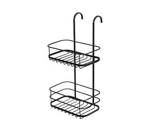 Croydex Organizer da doccia con gancio nero con 2 ripiani, portaoggetti da bagno, accessorio da bagno contemporaneo, resistente acciaio dolce verniciato a polvere, antiruggine