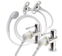 Croydex Secura - Soffione doccia e tubo flessibile, facile da installare, attacco a pressione per rubinetti da bagno con lunghezza del tubo da 1750 mm, cinghie per fissare, ugelli puliti e compatibile