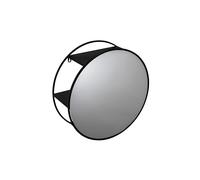 Croydex Specchio circolare da parete in acciaio nero opaco da 500 mm con scaffalatura di sicurezza, specchio rotondo da bagno con mensola, specchio da bagno con montaggio a parete, nessun montaggio