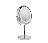 Croydex Specchio da trucco con piedistallo cromato, illuminato da bagno, ingrandimento x3 e doppio lato (altezza) 35,9 cm (larghezza) 23,5 cm