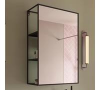 Croydex Specchio rettangolare da parete con scaffale, 600 x 400 mm, nero opaco