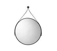 Croydex Specchio rotondo in pelle nera con cinturino appeso - nero - con Hang n Lock