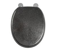 Croydex WL601821H Flexi-Fix Quartz Always Fits Never Slips Sedile WC antibatterico, Legno, Nero, 44,5 x 38 x 11 cm