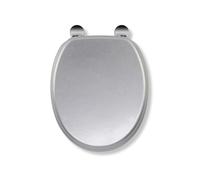 Croydex WL601840H Flexi-Fix Quartz Always Fits Never Slip Sedile WC antibatterico, legno, argento, 44,5 x 38 x 6 cm