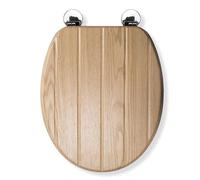 Croydex WL602176H Flexi-Fix Geneva Always Fits Never Slips Sedile WC antibatterico, legno, linguetta e scanalatura effetto rovere chiaro, 45 L x 37,5 W cm