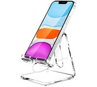 Crpich Supporto per telefono cellulare in acrilico, supporto portatile trasparente per scrivania, compatibile con Phone15 14 13 Pro Max Mini 12 11 Plus SE, Switch, smartphone Android, pad, tablet