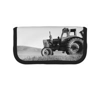 CRPPSYYR Astuccio portapenne in tela con stampa di fiori bianchi e neri, portatile, pratico organizer, Trattore Agricoltura Tranquil, Taglia unica, Portamonete