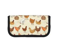 CRPPSYYR Astuccio portapenne in tela stampata con criceto, portatile, pratico organizer, Una fuga di polli, Taglia unica, Portamonete