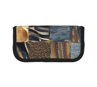 CRPPSYYR Denim Patchwork Stampato Canvas Pencil Case Ufficio Cancelleria Organizzatore Portatile Astuccio