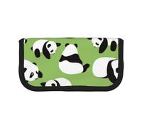 CRPPSYYR Schnauzer - Astuccio portatile in tela con stampa blu, per cancelleria, pratico organizer, Panda sfondo verde., Taglia unica, Portamonete