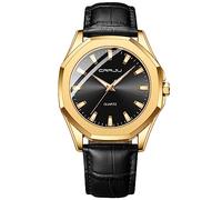 CRRJU Orologi da polso da uomo in pelle classica di lusso alla moda per gli uomini d'affari semplice luminoso analogico al quarzo