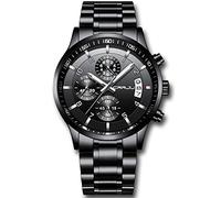 CRRJU Orologio Uomo da Polso Cronografo Impermeabile Analogico Quarzo, Classico Acciaio Inossidabile Cinturino, Sportivo Cronometro, Elegante Orologi, Quadrante Grande con Data
