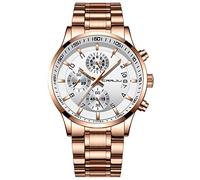 CRRJU Orologio Uomo da Polso Cronografo Impermeabile Analogico Quarzo, Classico Acciaio Inossidabile Cinturino, Sportivo Cronometro, Elegante Orologi, Quadrante Grande con Data