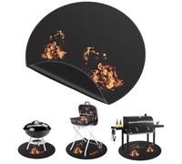 CRROEL Tappetino ignifugo, 39 pollici, rotondo, ignifugo, a 3 strati, resistente al fuoco, in fibra di silicone, 100 cm, colore nero, per pavimento, prato, campeggio, copertura