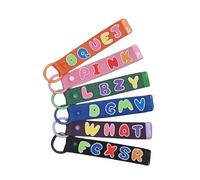 Crrpatch Portachiavi in tessuto colorato personalizzabile con chiusure in metallo, personalizzato fai da te colorato lettere ricamate testo, artigianato artistico cucito forniture portachiavi