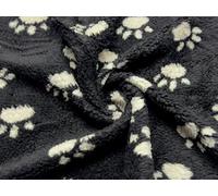 CRS Fur Fabrics Tessuto in finta pelle di pecora sherpa, nero con zampe color crema, 1 m, 1Mtr 150cm x 100cm