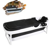 CRS - Vasca da bagno pieghevole per adulti XXL Black Line, 158 x 60 x 53 cm + cuscino per vasca da bagno mobile pieghevole, da appoggiare nella doccia, popolare su YouTube, nero