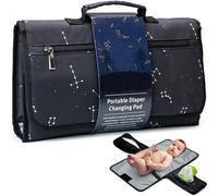CRSUSUKJ Fasciatoio Pieghevole con Cuscino Poggiatesta e Tasche, Fasciatoio Portatile Impermeabile di Qualità Premium, Tessuto Oxford e Nylon, Nero