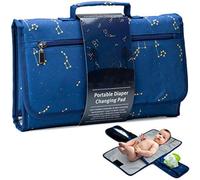CRSUSUKJ Fasciatoio Pieghevole Portatile Impermeabile con Cuscino Poggiatesta e Tasche, Tessuto Oxford Blu, Fasciatoio da Viaggio