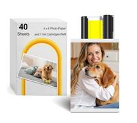 CRTBOTW Compatibile con stampanti fotografiche Amber M100/M200, 4 x 6, set di inchiostri e carta, 1 cartuccia d'inchiostro a colori e 40 fogli 4 x 6 carta fotografica lucida per stampanti DHP512