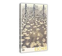 crttrs Escher - Poster su tela con stampa artistica da parete, motivo tre mondi, per soggiorno, camera da letto, decorazione con cornice, 40 x 60 cm