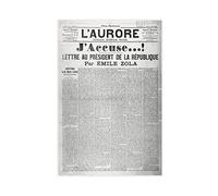 crttrs Poster in stile retrò con rivista J'accuse by Emile Zola, stampa su tela, decorazione per camera da letto, sport, ufficio, camera da letto, regalo, senza cornice, 40 x 60 cm